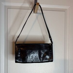 Monsac Classic Black Leather Shoulder Bag